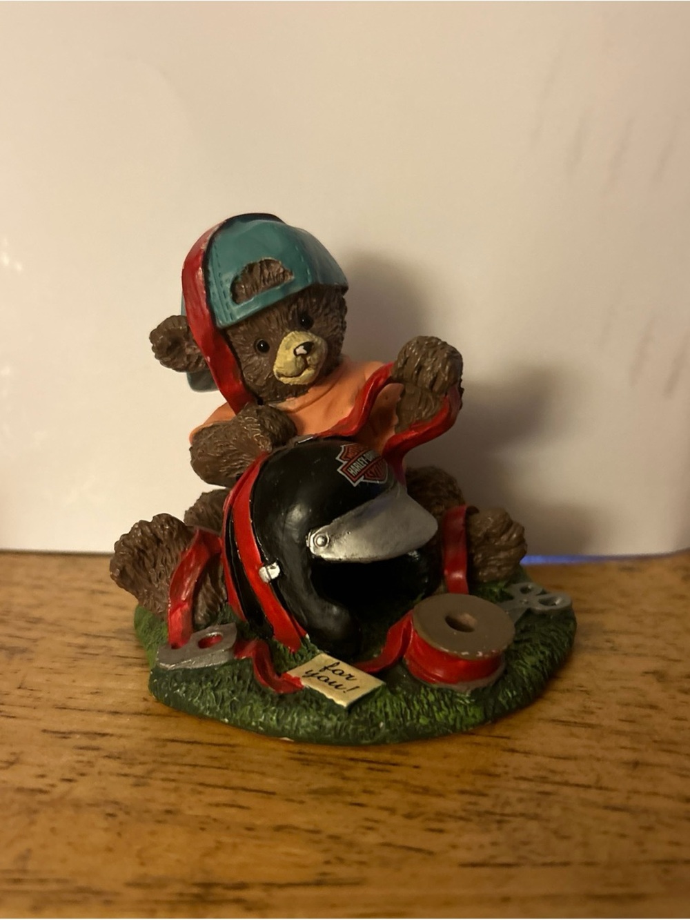 Harley Davidson Little Cruisers Brown Bear Figurine with Black Helmet Accent